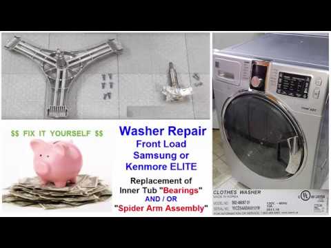 Front Load Washer Repair (Samsung or Kenmore): How to replace Spider Arm and/or Bearings