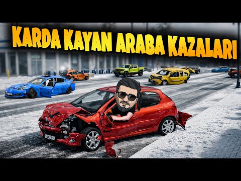 KARDA KAYAN ARABA KAZALARI  | BeamNG Drive // ICE ROAD