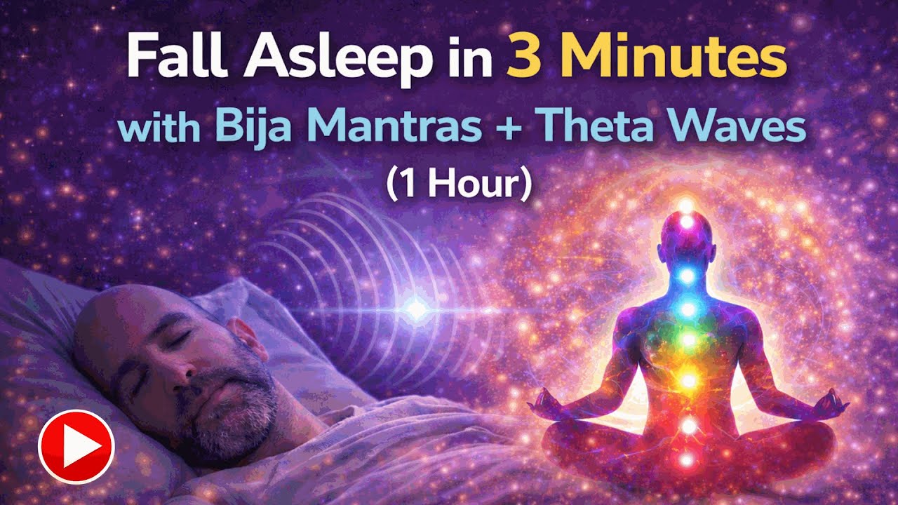 Fall Asleep in 3 Minutes with Bija Mantras + Theta Waves (1 Hour)
