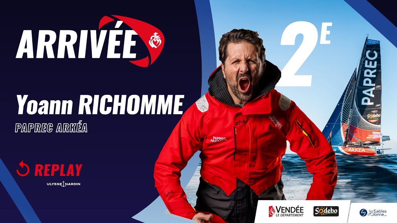 Arrivée de Yoann Richomme, 2e du Vendée Globe 2024