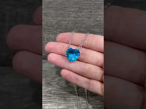 Подарок девушке "Сердце Голубая нежность" кулон с цирконом на цепочке цвет серебро в подарочной коробочке - фото 1 - id-p2430317023