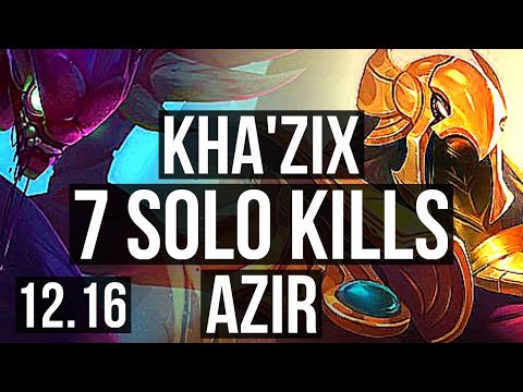 KHA'ZIX vs AZIR (MID) | 7 solo kills, 1.7M mastery, Legendary, 400+ games | EUW Master | 12.16
