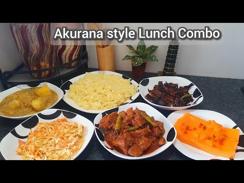 Srilankan lunch combo tamil recipe /ghee Rice /brinjal /potato Curry/Custard pudding/Chicken Curry