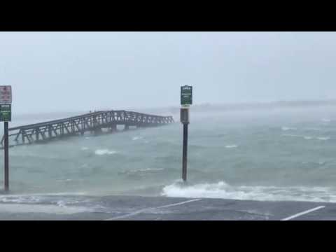 Flooding at Sandwich boardwalk in Winter Storm Stella