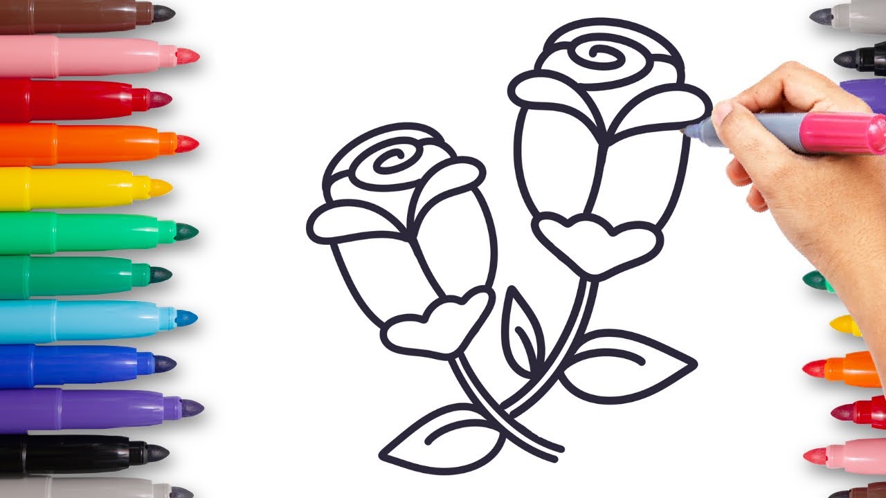 Rose Coloring Page for Kids and Toddlers 💕