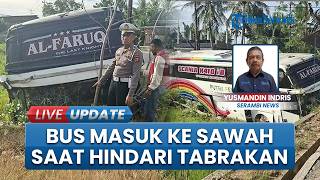 Niat Hindari Tabrakan Truk Laga Kambing, Bus Putra Pelangi Terjun ke Sawah di Peudada Bireuen
