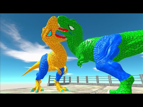 HulkSpiderMan T-Rex Death Fall - Animal Revolt Battle Simulator