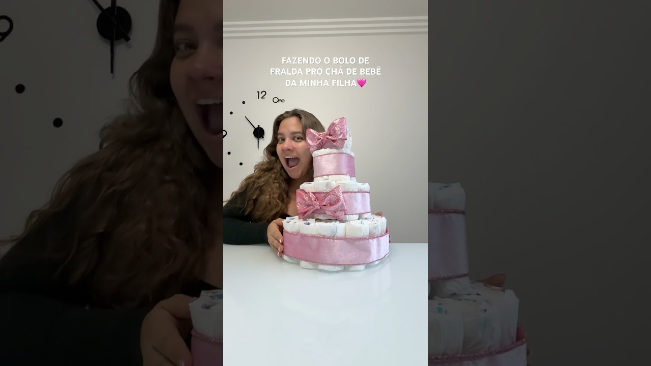 MAKING A DIAPER CAKE FOR MY DAUGHTER'S BABY SHOWER🩷 #shorts