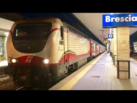 Partenza da Brescia del treno EN “Stendhal” THELLŌ Venezia-Parigi con in testa la E402B-137 FB