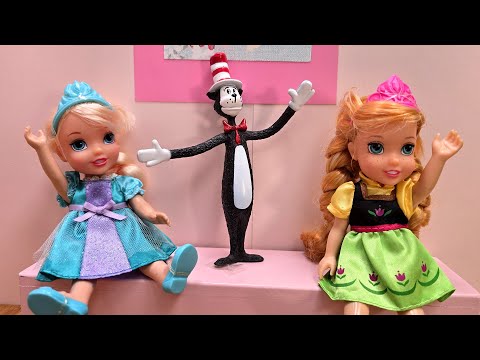 Cat in the Hat with Elsa & Anna toddlers - room cleaning