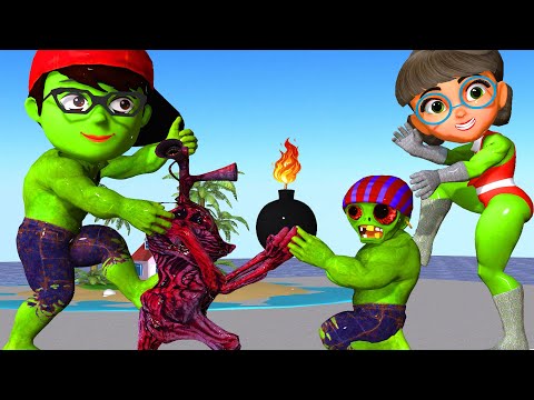 Funny NickHulk vs TaniHulk - Scary Teacher 3D Fight to Catch Criminals Zombie vs Siren Head