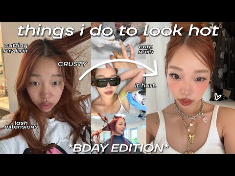 my EXTREME birthday GLOW UP 🎂 first time brazilian wax, lash extensions, cute nails & hair