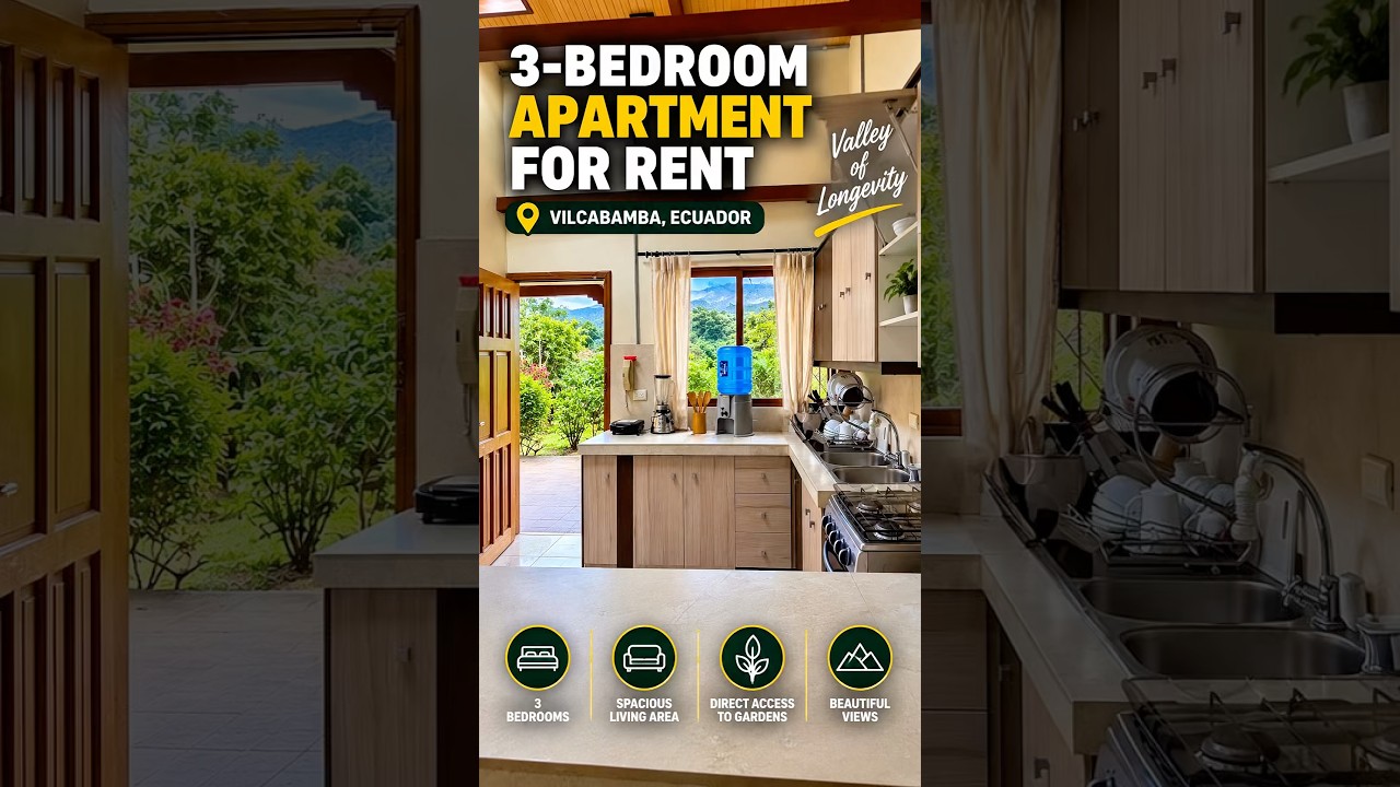 Video cover for a ground-floor three-bedroom apartment for rent in Vilcabamba