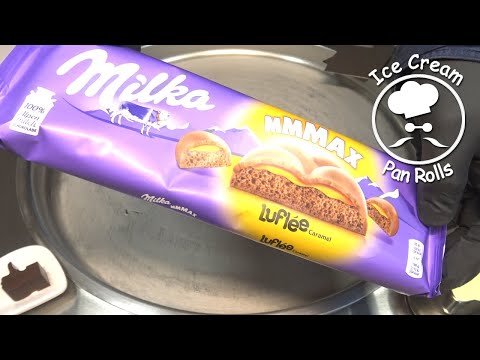 Milka MMMAX Luflee Caramel Ice Cream Rolls | ASMR tingles | oddly satisfying street food sound