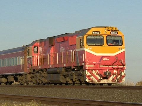 Four V/line passenger trains head towards Geelong - Australian Trains by PoathTV