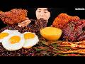 ASMR MUKBANG Black Bean Noodles Fried Chicken Kimchi Korean Food Recipe EATING SOUND