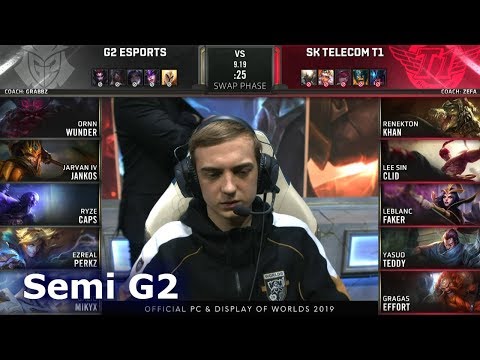 SKT vs G2 - Game 2 | Semi Finals S9 LoL Worlds 2019 | SK Telecom T1 vs G2 eSports G2