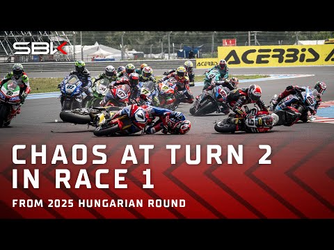 DRAMA RENNEN 1: 7 Fahrer beim Start in Kurve 2 in Unfall verwickelt | 2025 #HungarianWorldSBK 🇭🇺