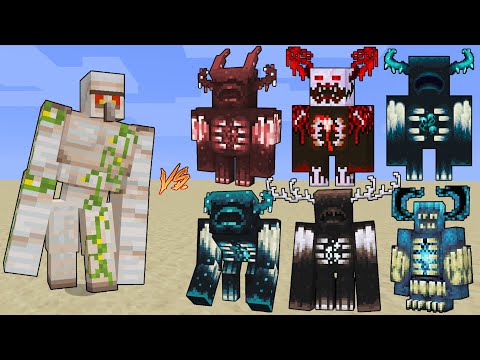 OP Iron Golem Vs powerful Wardens / Minecraft Mob Battle