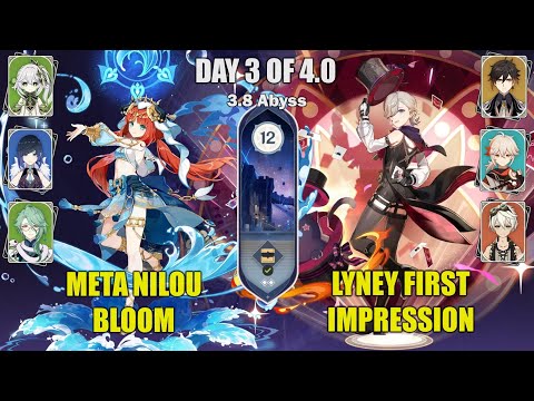 Lyney in Abyss F12 - Day 3 of Fontaine 4.0 - C0 Nilou Bloom & C0 Lyney Mono Pyro - Genshin Impact