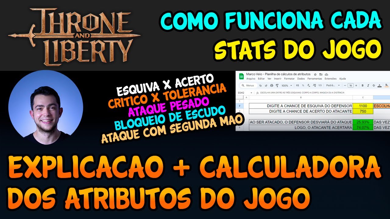 CALCULADORA + EXPLICAÇÃO DE TODOS ATRIBUTOS DO JOGO - MARCO VEIO THRONE AND LIBERTY
