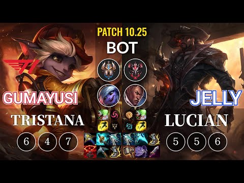 T1 Gumayusi Tristana vs Jelly Lucian Bot - KR Patch 10.25