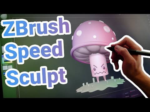 1 Hour ZBrush Speed Sculpt in 8 Minutes: RPG Monster Mushroom