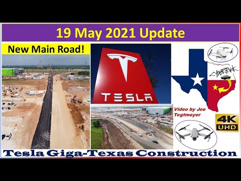 , title : 'Tesla Gigafactory Texas 19 May 2021 Cyber Truck & Model Y Factory Construction Update (07:30AM)'