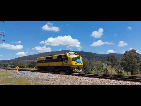 Locomotive GM10 (with 70th anniversary commemorative headboard) at Tanyinna, NSW.