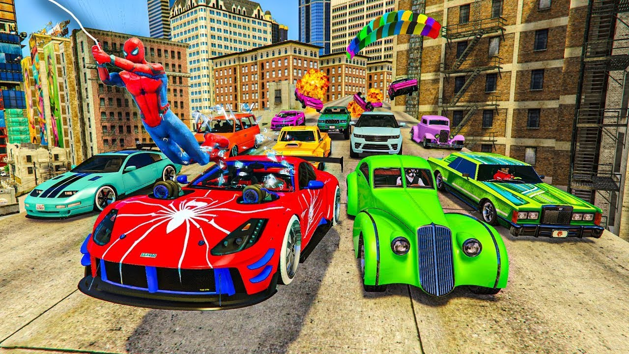 EL ÚLTIMO EXPLOTA CON COCHES ALEATORIOS ESPECIAL SPIDERMAN! - GTA 5 ONLINE