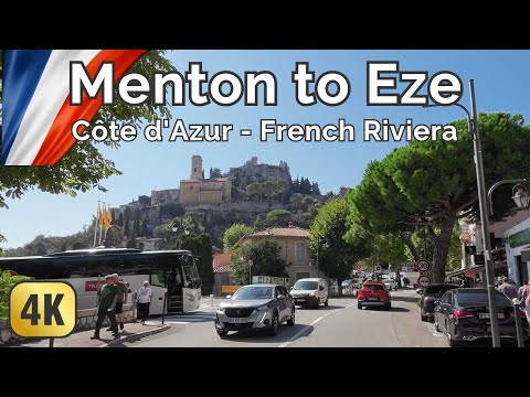 Menton to Eze - Driving Scenic French Riviera Coast & Hillside in 4K