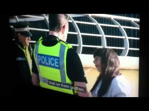 Blackpool policeman talking to a brass/prostitute.