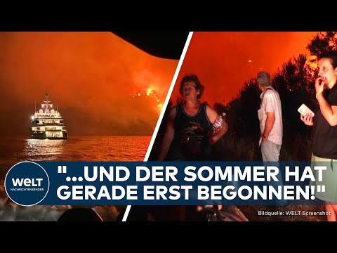 GRIECHENLAND: Jachtgäste sorgen mit Feuerwerk für Inferno! Heftige Waldbrände auf dem Peloponnes!