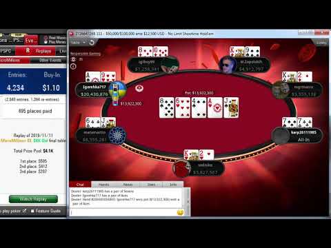 Replay |"Igorehka717" Final table PokerStars MicroMillions 09 $1.10 Showtime NLHE 6-Max Nov 11, 2019