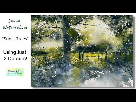 Sunlit Trees Atmospheric Landscape Watercolour Tutorial Using Just 2 Colours!