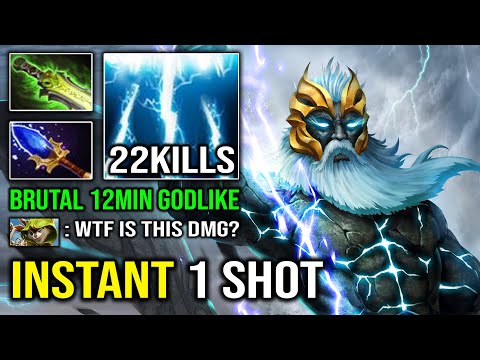 BRUTAL 12MIN GODLIKE Instant 1 Shot Zeus with First Item Ethereal Blade Super Burst DPS Dota 2