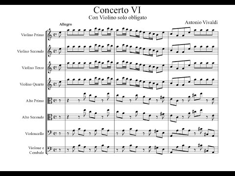 Antonio Vivaldi - Violin Concerto in A minor RV 356 (Sheet Music Score)