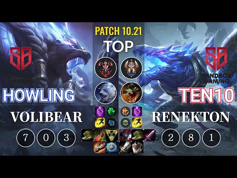 SB Howling Volibear vs SB Ten10 Renekton Top - KR Patch 10.21