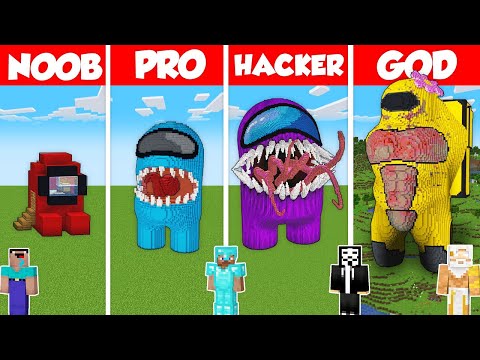 AMONG US IMPOSTER HOUSE BUILD CHALLENGE - Minecraft Battle: NOOB vs PRO vs HACKER vs GOD / Animation