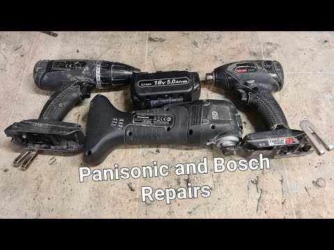 A few Panasonic cordless power tools and a Bosch hammer in for repair today.