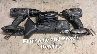 A few Panasonic cordless power tools and a Bosch hammer in for repair today.