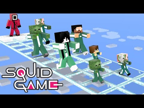 Monster School : SQUID GAME GLASS BRIDGE CHALLENGE - Sad Story - Minecraft Animation