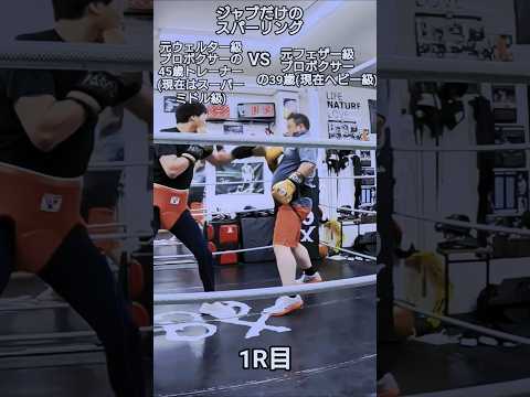 元プロボクサー同士のジャブだけのスパーリング1R目