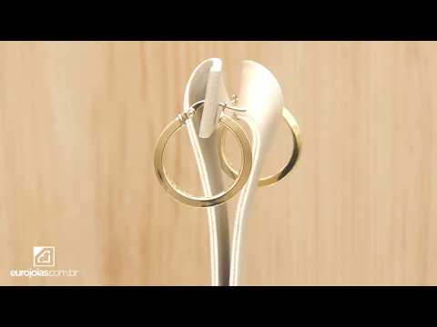 Par de Brincos Argola Italiano, em Ouro Amarelo 18 Kilates