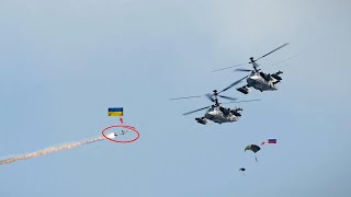 Scary moment! The crew of a Russian Kamov ka-50 combat helicopter struggles to escape.