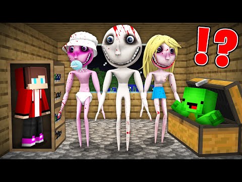 JJ & Mikey Hide from Scary Man in Minecraft Challenge