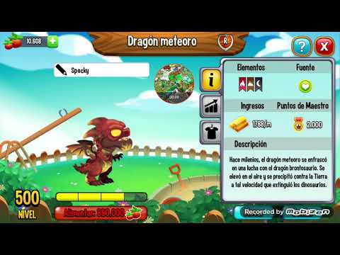 ♣️🎭Dragon city Mii Dragon meteoro level 500 5 estrellas☝️♣️🎭🎊🎉