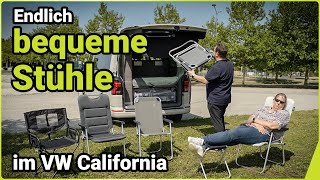 Bequemere Camping-Stühle als Alternative für die VW California Heckklappe