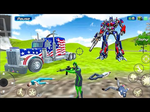 Rope Frog Ninja Hero Vegas Crime Simulator - New Transformers Robot Game - Android Gameplay