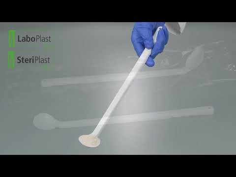 Sampling spoon curved, long handle, Bio PE